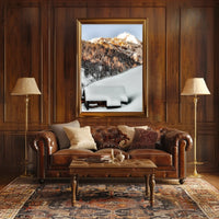 Winter Serenity Cabin in Snowy Alps National Park Poster