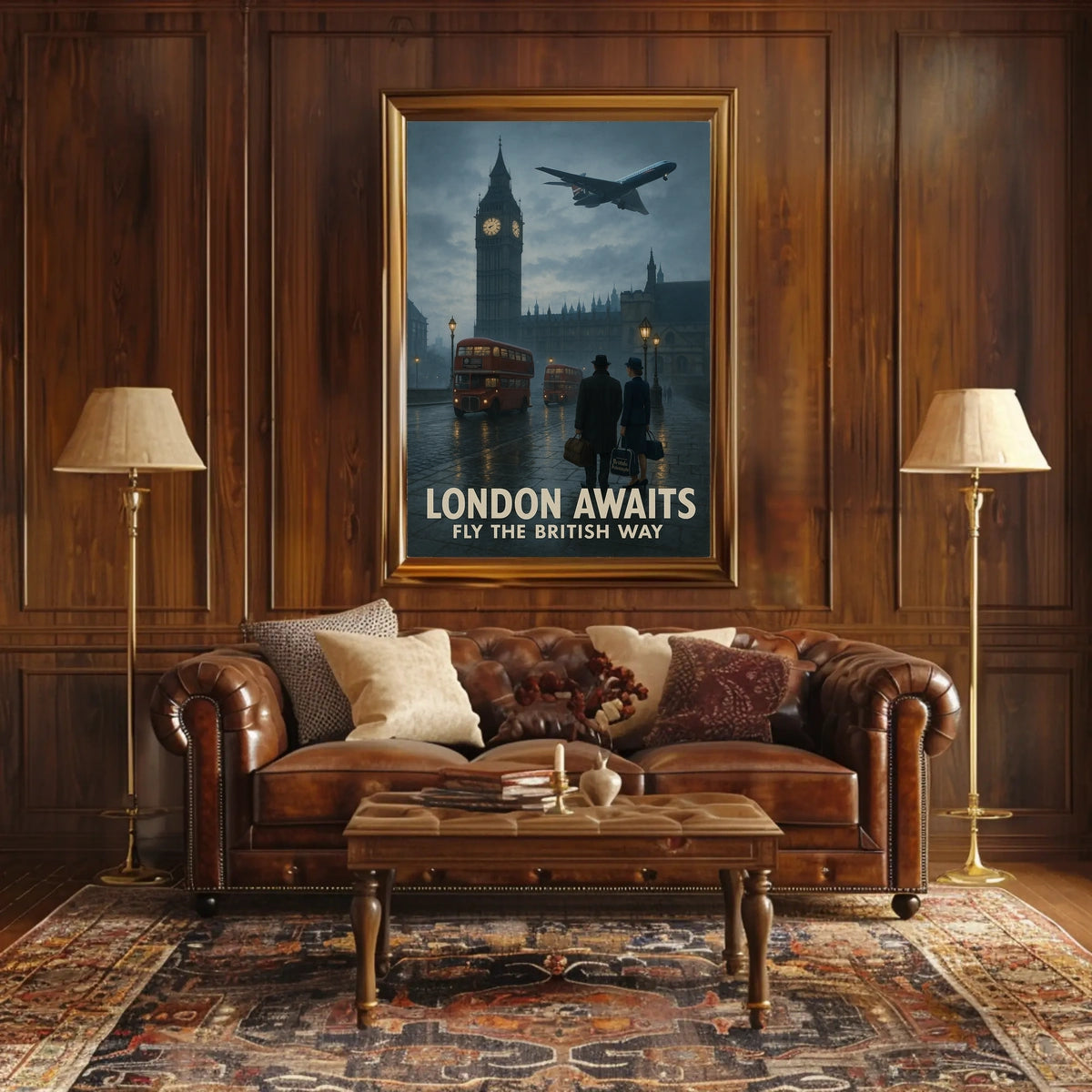 London's Timeless Iconic Twilight Vintage Travel Poster