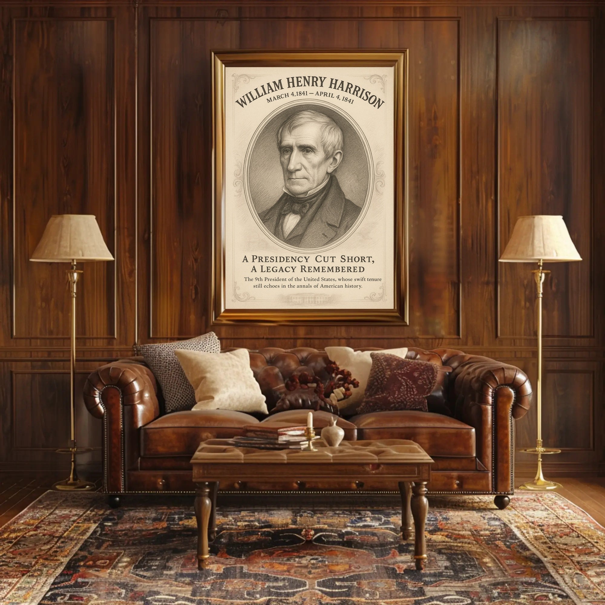 William Henry Harrison 9th President Sketch Poster Art Print PosterGoat