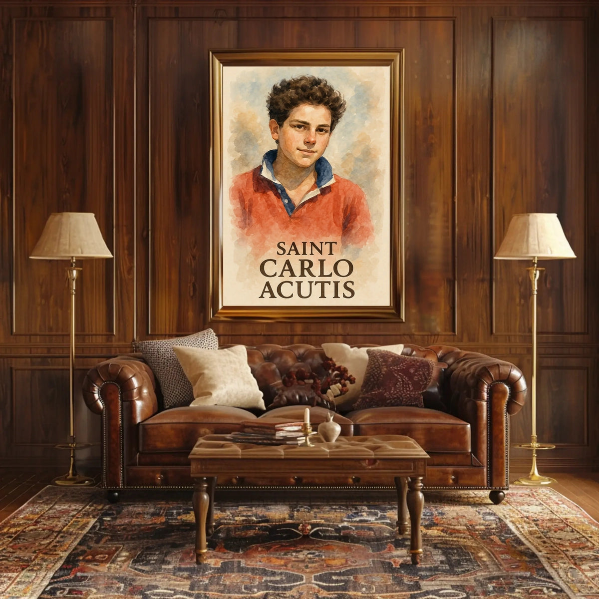 Saint Carlo Acutis Portrait For Wall Decor And Reflection Poster