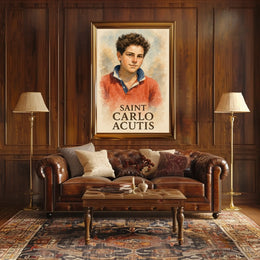 Saint Carlo Acutis Portrait For Wall Decor And Reflection Poster