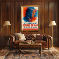 Donald Trump Visionary Leadership Side Profile Geometric Red Blue Patriot Poster