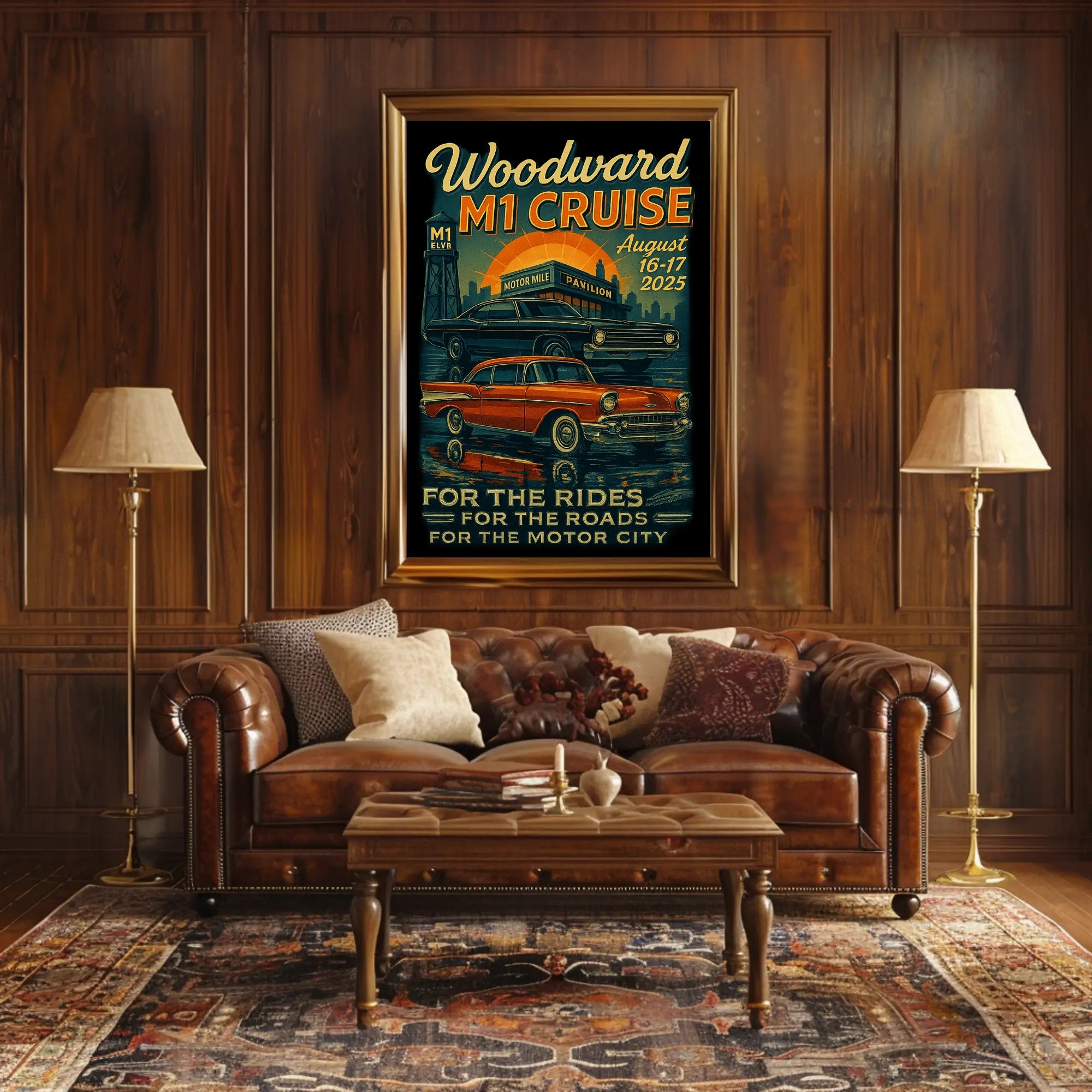Woodward M1 Cruise Vintage Automotive Poster
