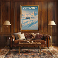 White Desert Futuristic Sci-Fi Travel Poster