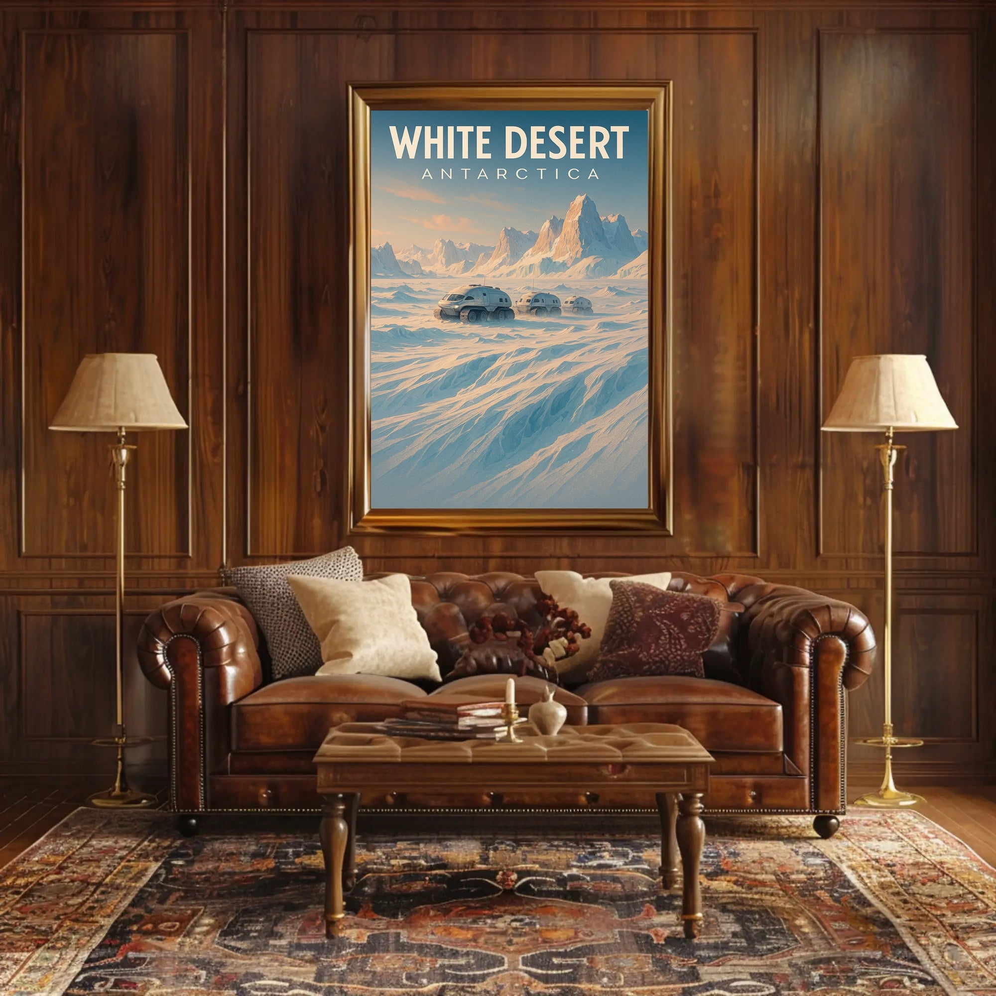 White Desert Futuristic Sci-Fi Travel Poster
