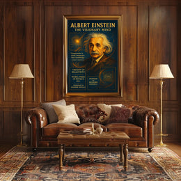 Albert Einstein Visionary Mind Vintage Art Poster