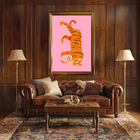 Tiger's Playful Dance: Abstract or Artistic Poster PosterGoat