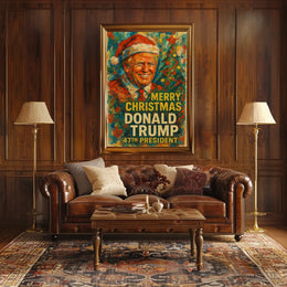 Festive Political Figure with Christmas, Political or Propaganda Poster