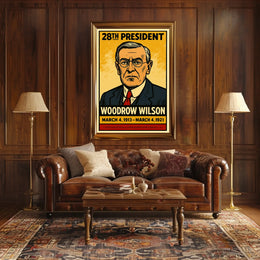 Woodrow Wilson 28th President of the United States Inked Comic Style Poster