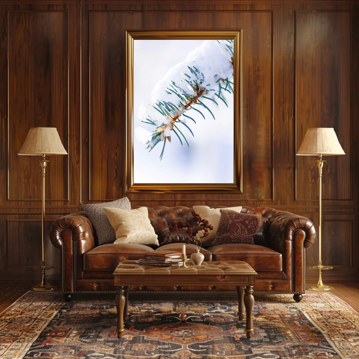 Winters Touch on Pine Poster