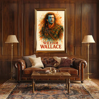 Medieval Scottish Warrior Art Poster: Bold Watercolor Print