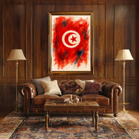 Radiant Abstract Tunisian Flag Interpretation Evoking Wanderlust Home Decor Art Poster