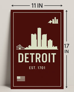 Detroit Skyline Est. 1701 Poster PosterGoat