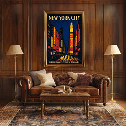 Stylized New York Urban Energy: Times Square Travel Poster