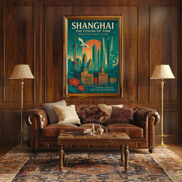 Shanghai Architecture Illustrative Modern Traditional Poster