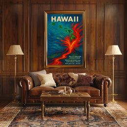 Hawaii Volcano Adventure: Vibrant Tropical Art Poster