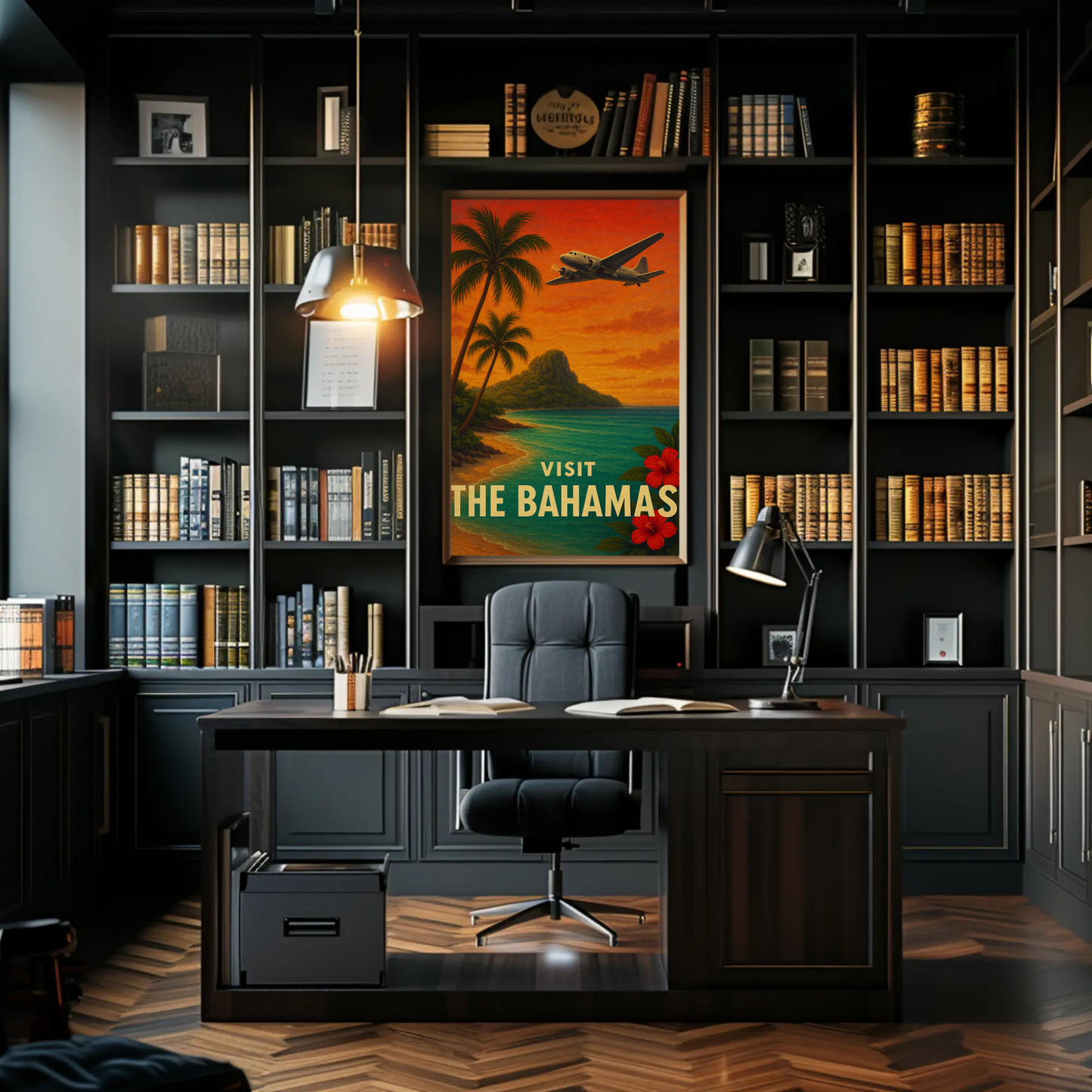 Visit The Bahamas Vintage Plane Ocean Paradise Travel Poster