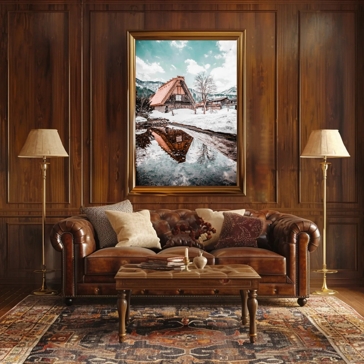 Winter Serenity In A Traditional Village Poster