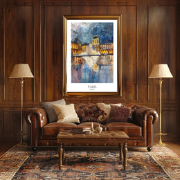 Louvre Pyramid at Night: Impressionistic Travel Poster PosterGoat