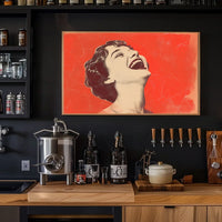 Joyful Vintage Laughter Poster with Red Background