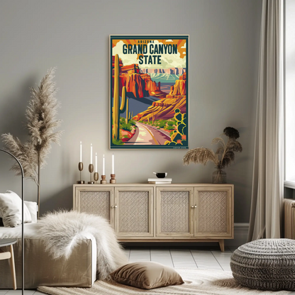 Arizona Grand Canyon State Vintage Travel Poster
