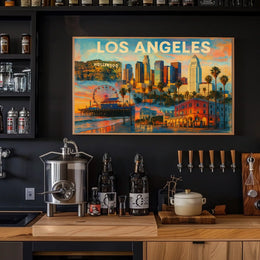 Los Angeles Landmarks Line Art Urban Poster