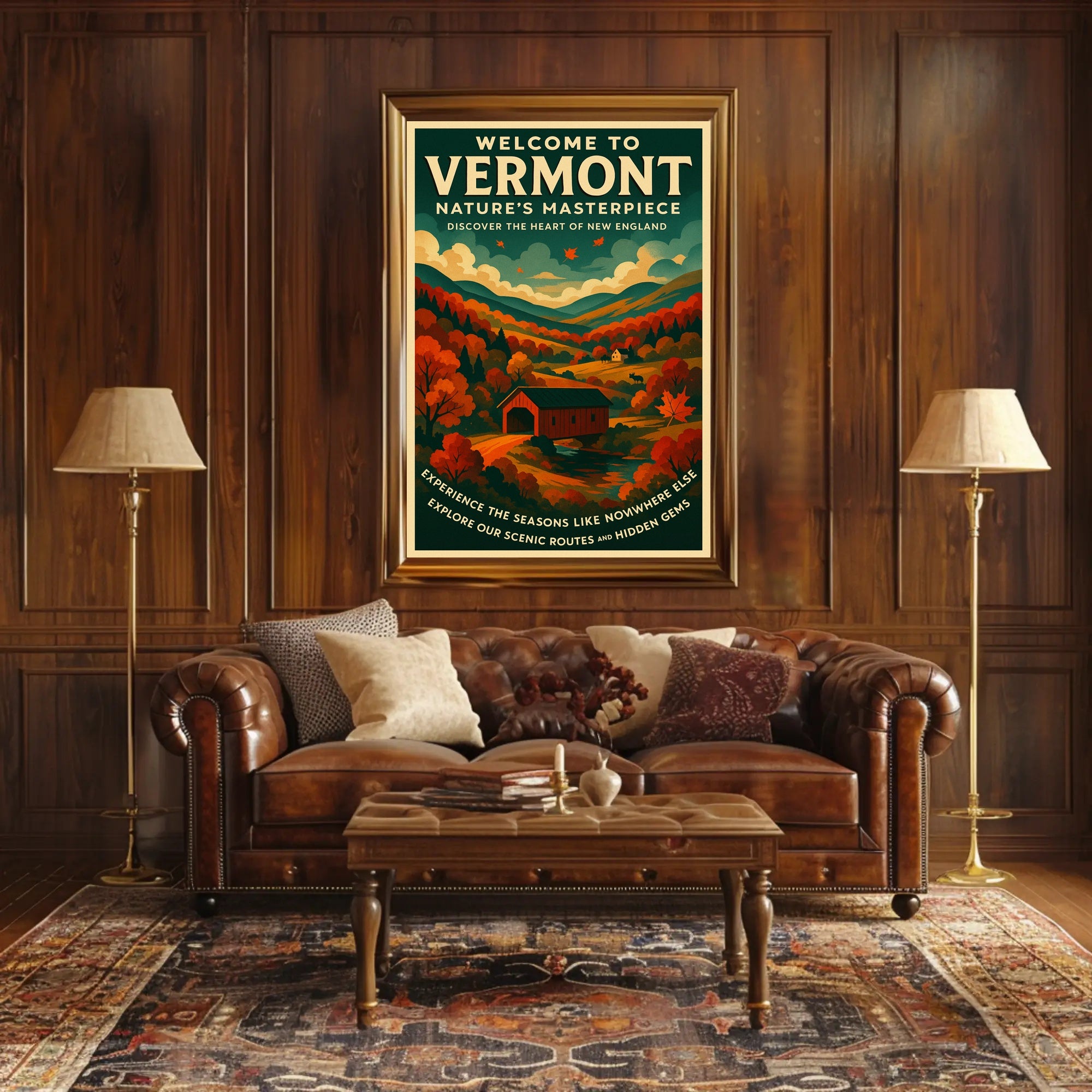 Vermont Scenic Poster Wall Art Print Vintage Travel