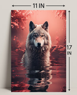 Majestic Wolf In Enchanted Waters Poster PosterGoat