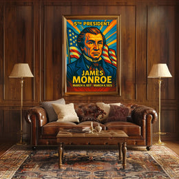 James Monroe 5th President of the United States Colorful Comic Book Style Poster