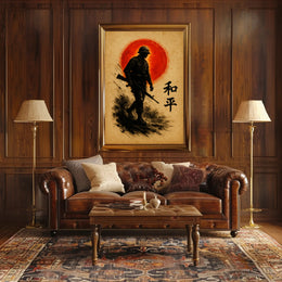 Silhouette Soldier Against Sun: Cultural or Heritage Poster
