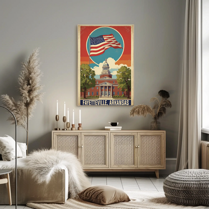 Fayetteville Arkansas Capitol Building Vintage Travel Poster