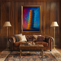 Enchanted Leaning Tower Poster Vintage Travel Wall Art