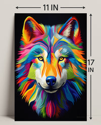 Vibrant Wolf Portrait Poster PosterGoat