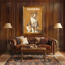 Cornish Rex Cat Portrait Digital Painting Wall Poster