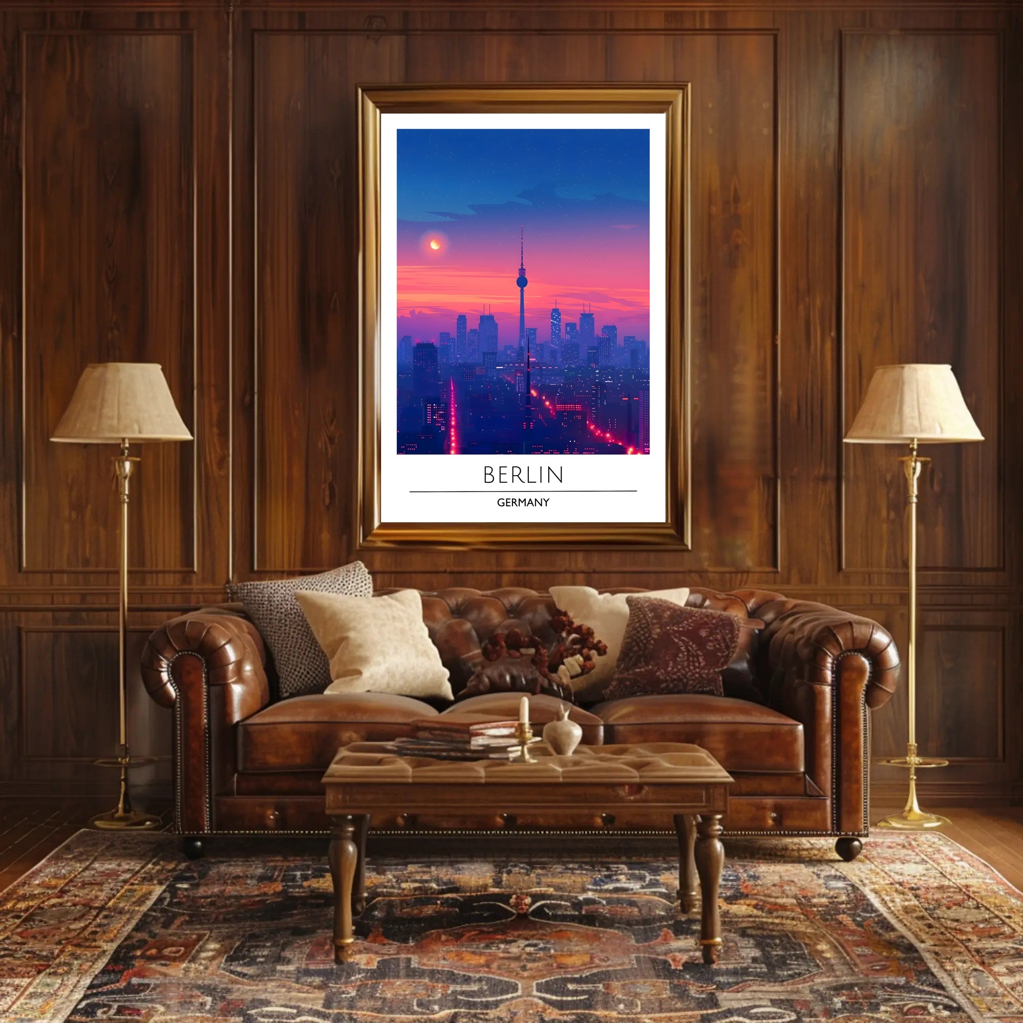 Berlin Twilight Skyline with Iconic TV Tower Cityscape Poster