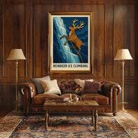 Reindeer Ice Climbing Poster