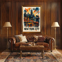 New York City Watercolor Cityscape Poster Abstract Wall Art