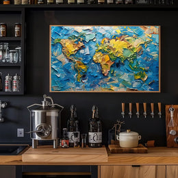 Textured Impressionistic World Map Palette Knife Poster