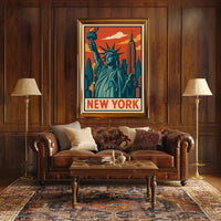 New York Skyline And Statue Of Liberty Poster