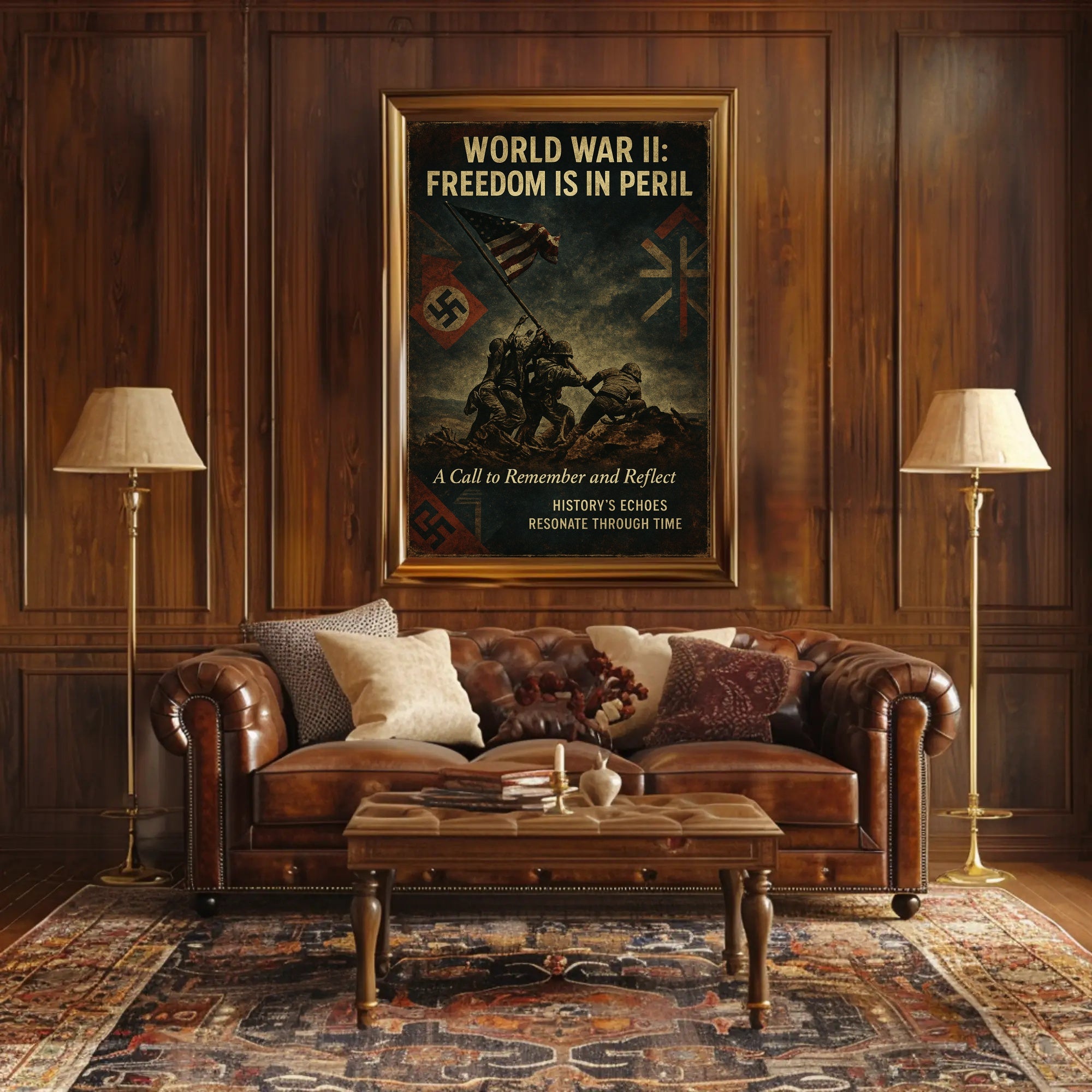 World War II Vintage Propaganda Patriotic Reflection Poster