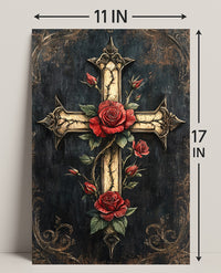 Roses And Cross Poster