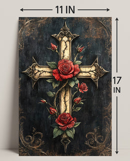 Roses And Cross Poster