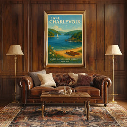 Lake Charlevoix Escape: Vintage Travel Poster