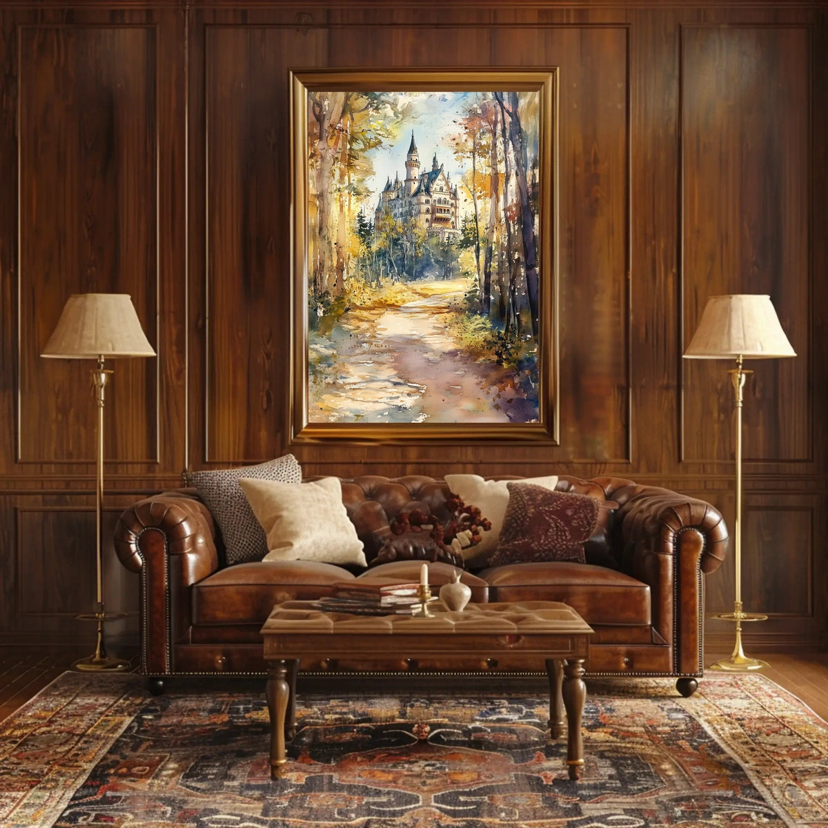 Germany Neuschwanstein Castle View from Forest Path Poster