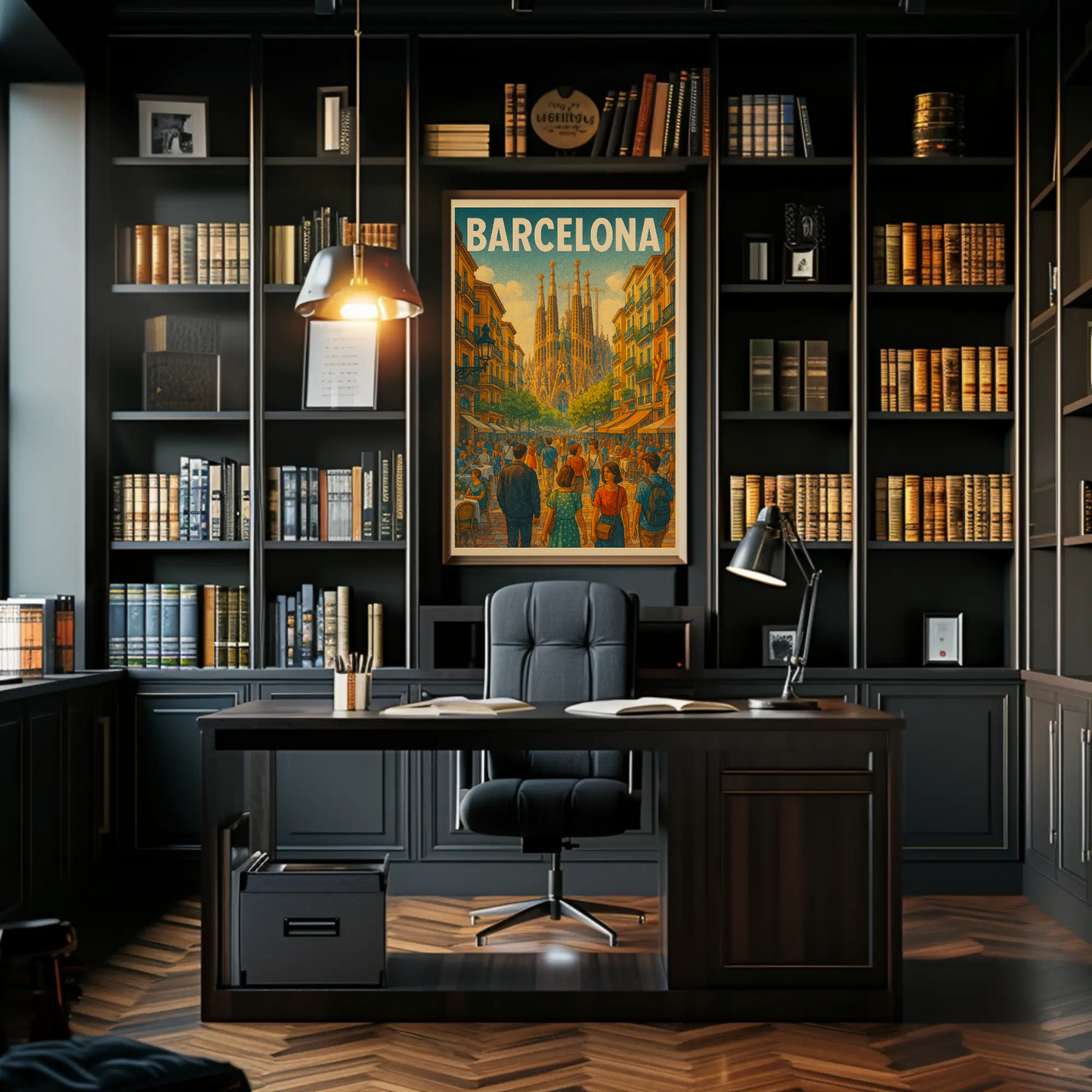 Barcelona Sagrada Familia Street Travel Poster