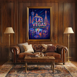 Las Vegas Poster Neon Lights Wall Art For Living Rooms