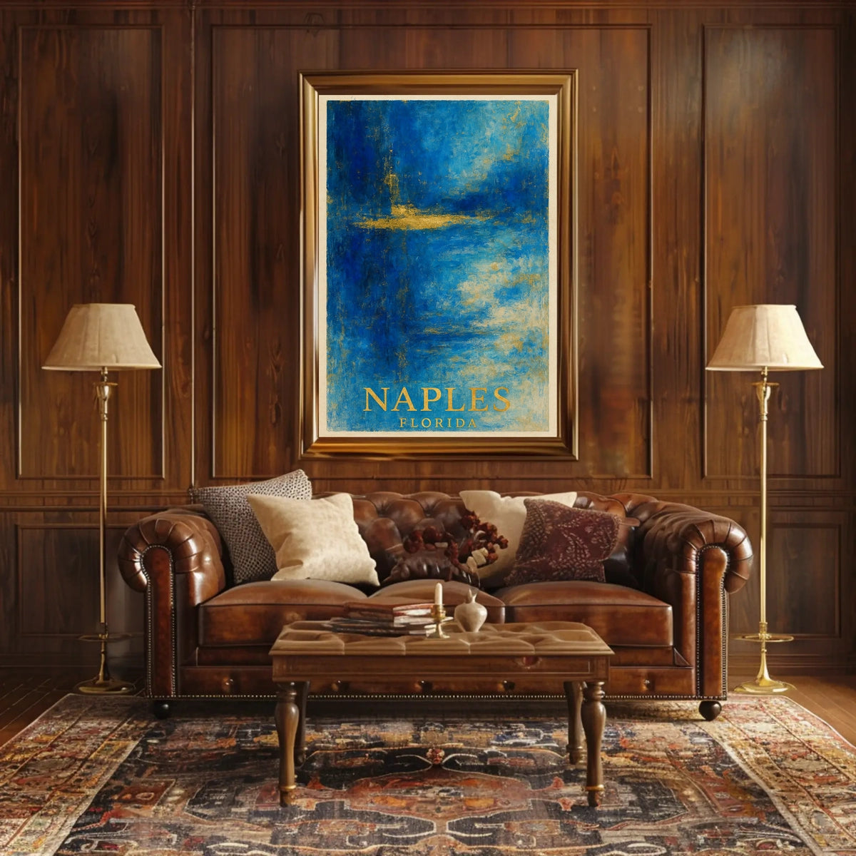 Naples Florida Poster Palm Trees Beach Sunset Wall Art