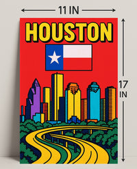 Houston Skyline Pop Art Poster PosterGoat