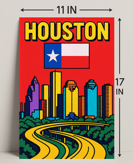 Houston Skyline Pop Art Poster PosterGoat