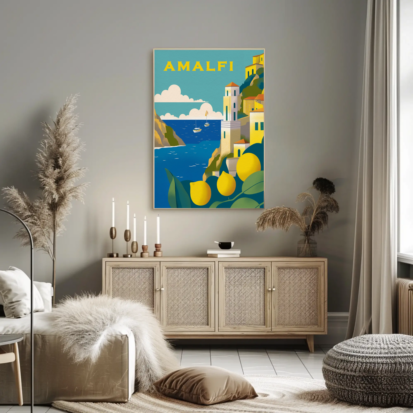Amalfi Italy Vintage Travel Poster